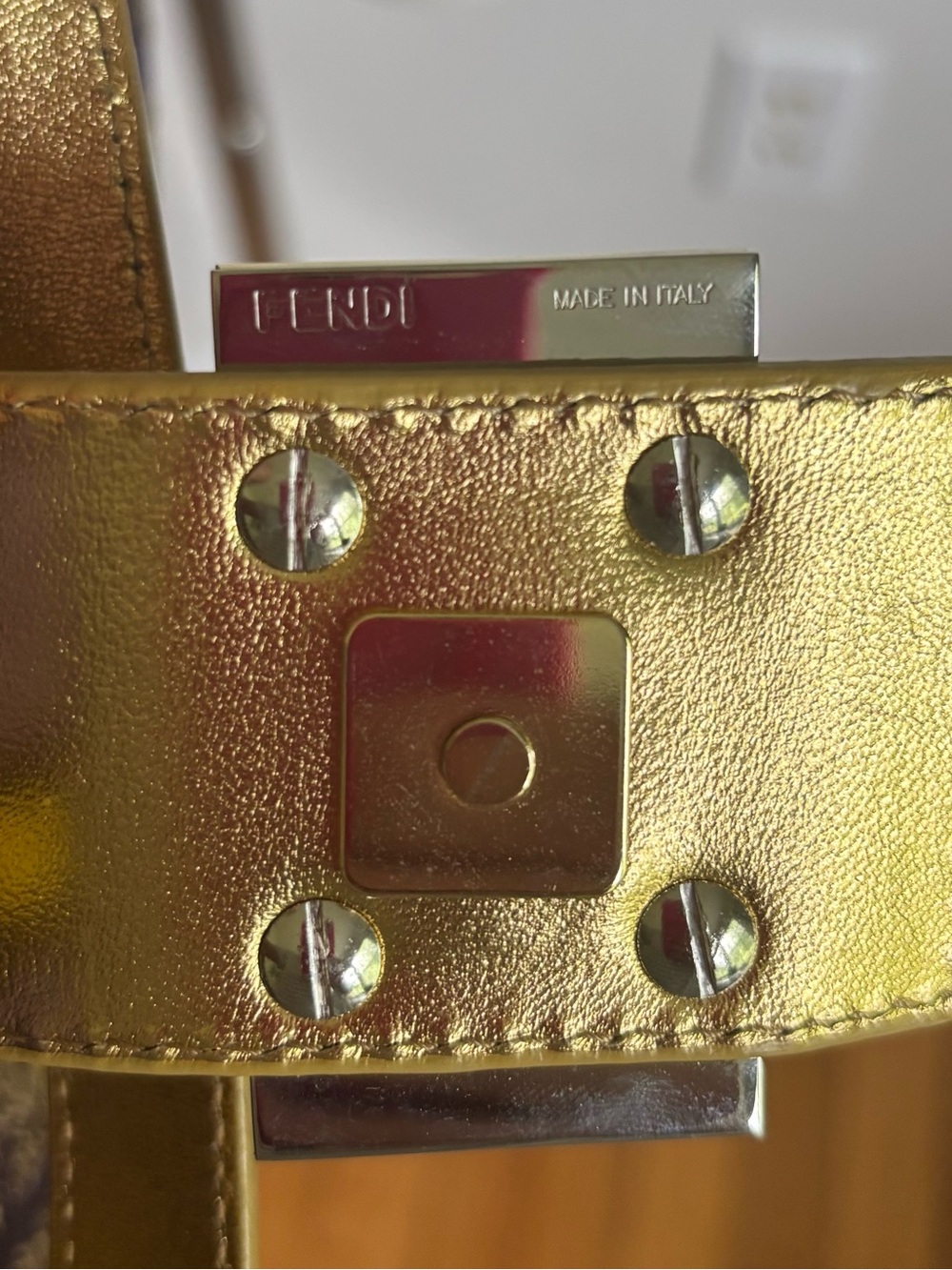 Authentic Fendi Purple and Gold FF Baguette Shoulder Bag with crystal buckle - Picture 6 of 9